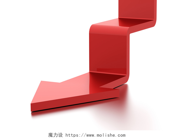 3D红色阶梯箭头特写呈现的楼梯箭头经营理念